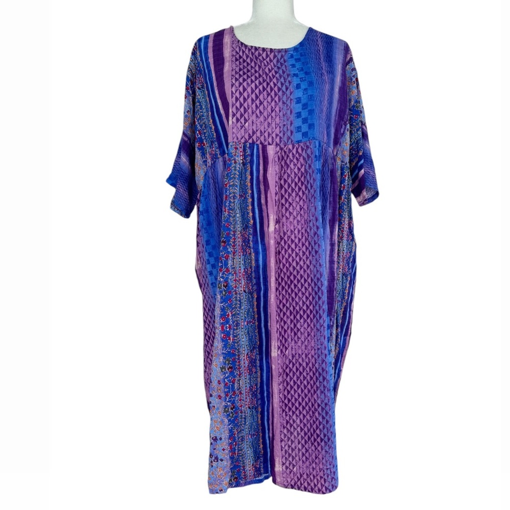 Oversized Lightweight Colorful Midi Dress Short Sleeve